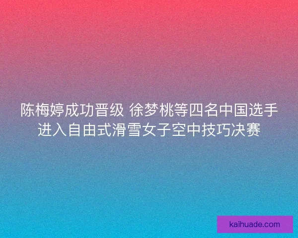 陈梅婷成功晋级 徐梦桃等四名中国选手进入自由式滑雪女子空中技巧决赛 陈梅婷成功晋级 徐梦桃等四名中国选手进入自由式滑雪女子空中技巧决赛