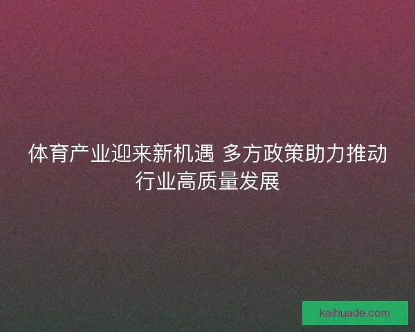 体育产业迎来新机遇 多方政策助力推动行业高质量发展 体育产业迎来新机遇 多方政策助力推动行业高质量发展