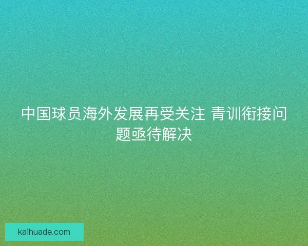 中国球员海外发展再受关注 青训衔接问题亟待解决